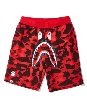 Camouflage Casual Red Bape Shark Shorts