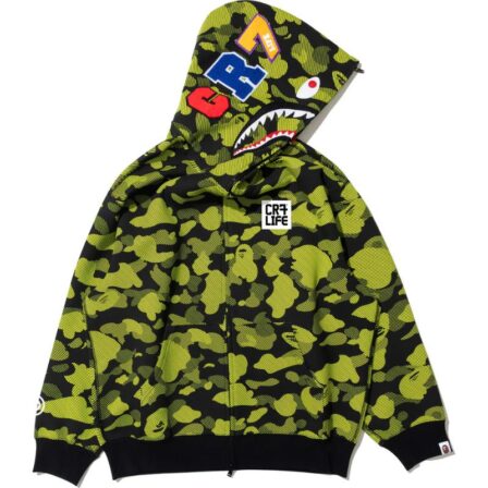 BAPE x CR7 Life Logo Shark Full Zip Hoodie Green