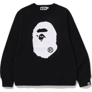 Mens Black Big Ape Head Crewneck Sweatshirt