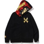 Black Bapeman X Zip Hoodie Men