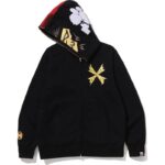 Black Bapeman X Zip Hoodie for men