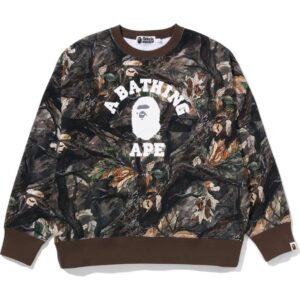 Mens Brown Tree Edge Camo College Relaxed Fit Crewneck