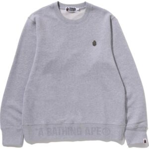 Mens Gray One Point Crewneck Sweatshirt