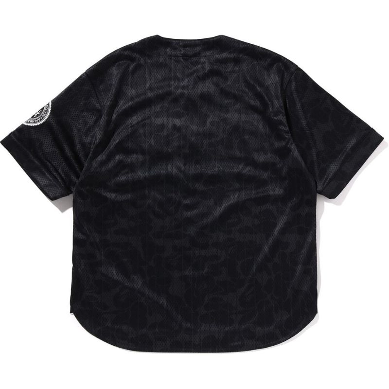 Mens Black Camo Baseball Shirt Back