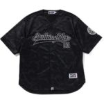 Mens Black Camo Baseball Shirt Front