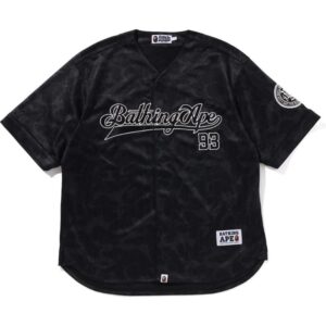 Mens Black Camo Stripe Baseball Shirt