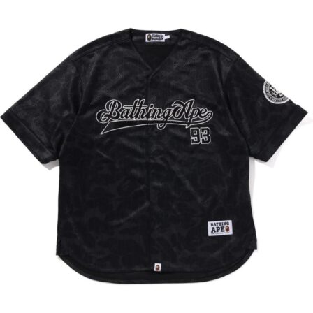 Mens Black Camo Baseball Shirt Front