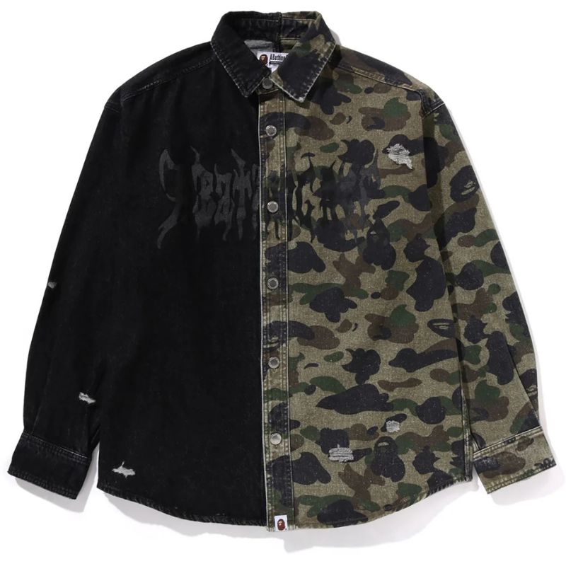 Mens Black Camo Shirt Front