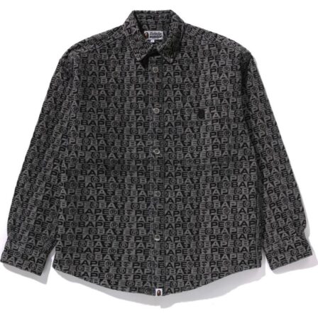Mens Black Denim Shirt Front