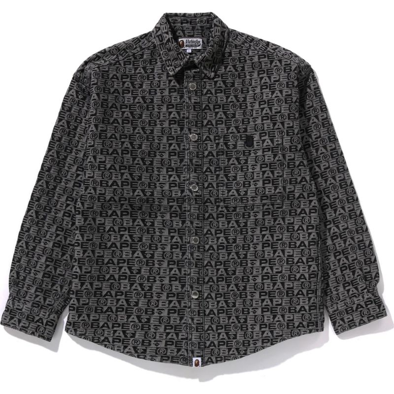 Mens Black Denim Shirt Front