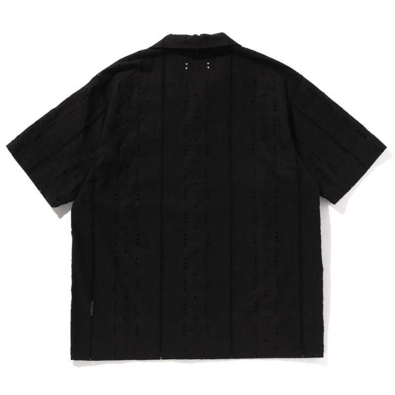 Mens Black Embroidered Shirt Back
