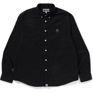 Mens Black One Point Oxford Long Sleeve Shirt