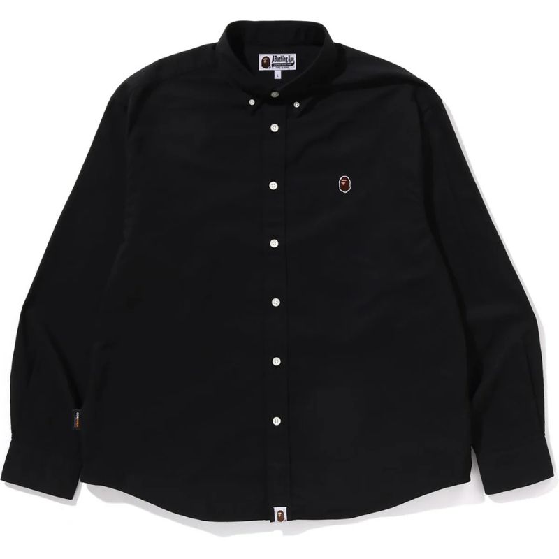 Mens Black Oxford Shirt Front