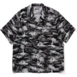 Mens Black Palm Tree Camo Shirt Front