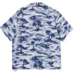 Mens Blue Palm Tree Camo Shirt Back