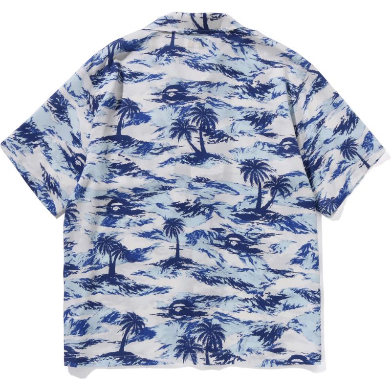 Mens Blue Palm Tree Camo Shirt Back