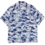 Mens Blue Palm Tree Camo Shirt Front