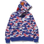 Mens Blue Screen Camo Shark Full Zip Hoodie