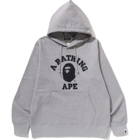 Mens Gray College Pullover Hoodie