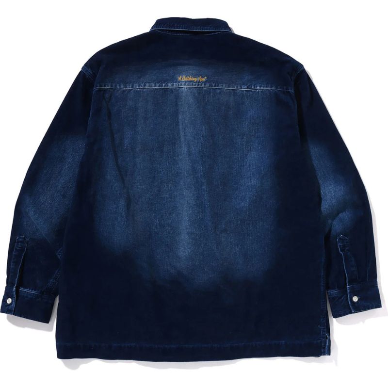 Mens Indigo Corduroy Shirt Back