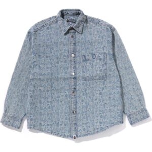Mens Light Indigo Lux Sport Jacquard 10oz Denim Shirt