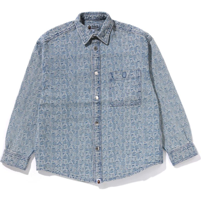 Mens Light Indigo Denim Shirt Front