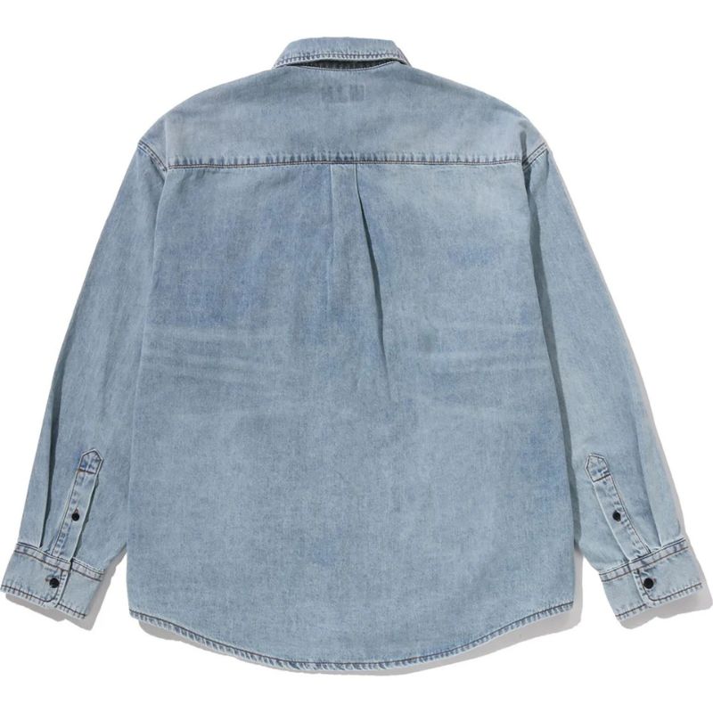 Mens Light Indigo Shark Denim Shirt Back