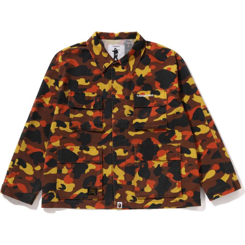 Mens Orange Camo Cargo Shirt Front