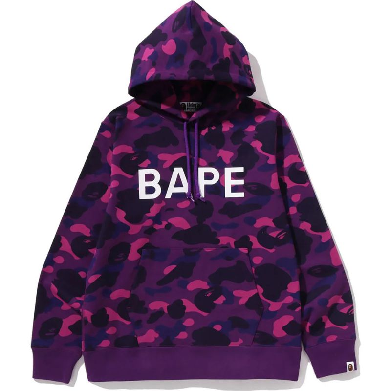 Mens Purple Color Camo Bape Pullover Hoodie