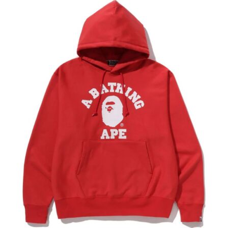 Mens Red Classic College Pullover Hoodie