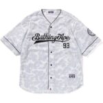 Mens White Camo Baseball Shirt Front