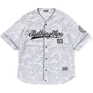 Mens White Camo Stripe Baseball Shirt