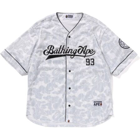 Mens White Camo Baseball Shirt Front