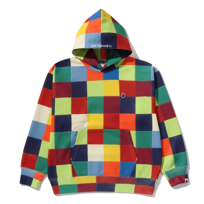 Multi Color Patchwork Pullover Hoodie