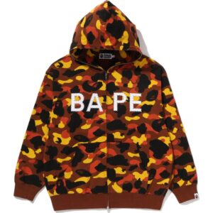 Orange Camo Bape  Full Zip Hoodie Mens