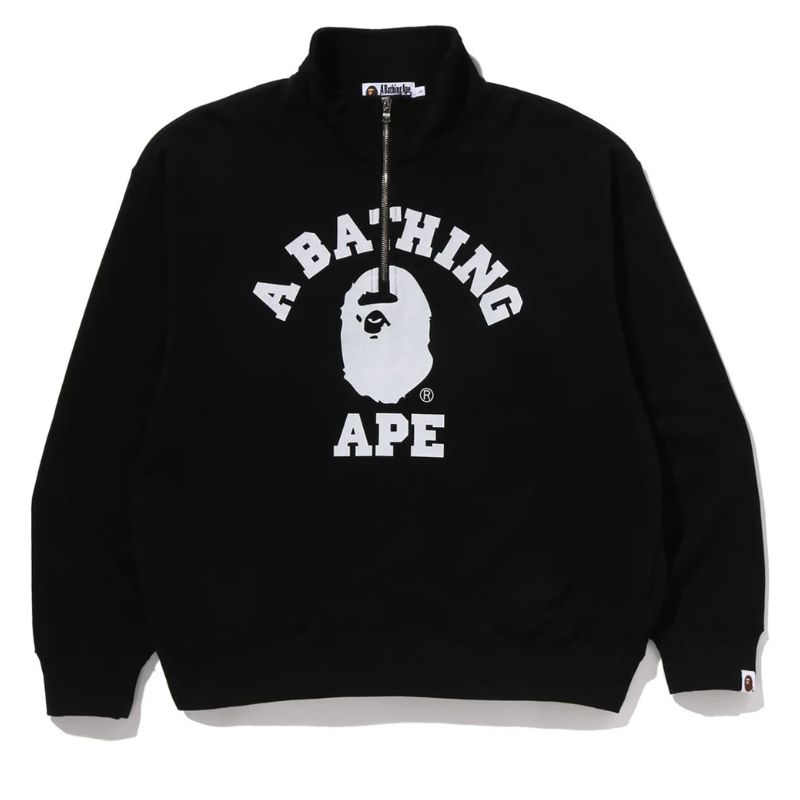 college half zip black mens