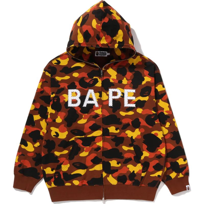 1st camo rhinestone hoodie orange
