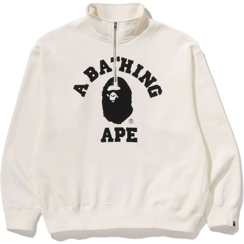 college half zip ivory mens