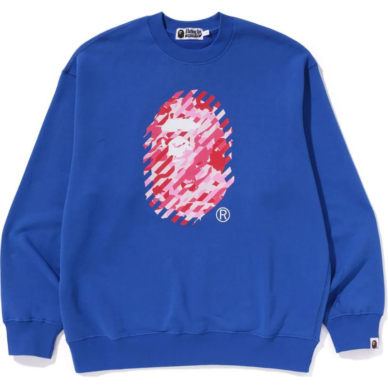 abc camo ape head blue crewneck