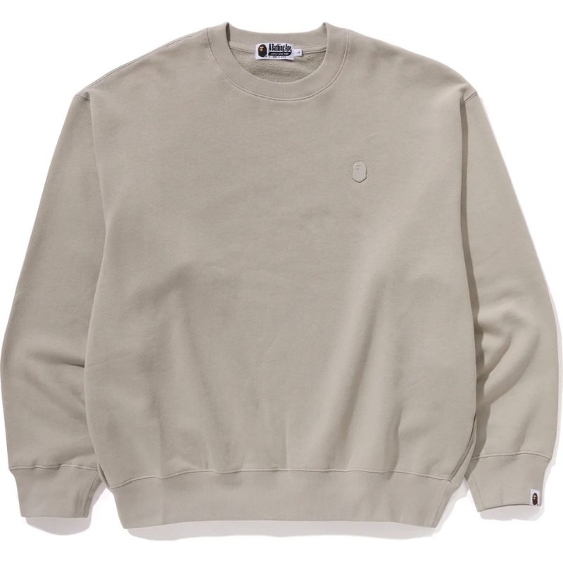 one point relaxed beige crewneck