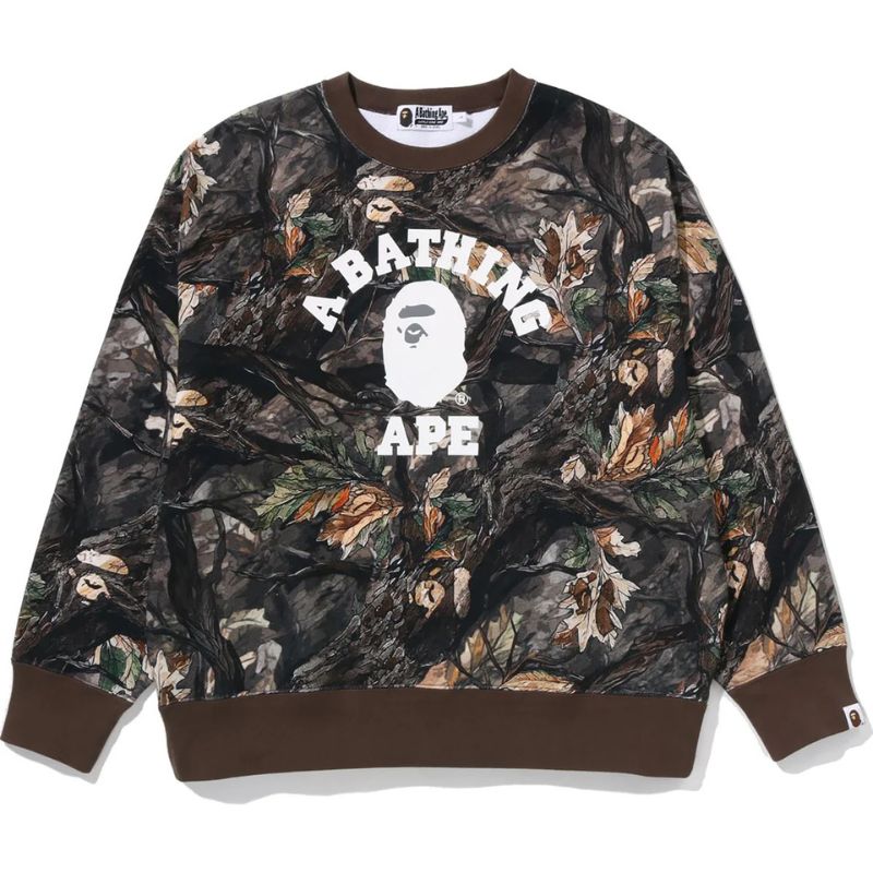 tree edge camo brown crewneck