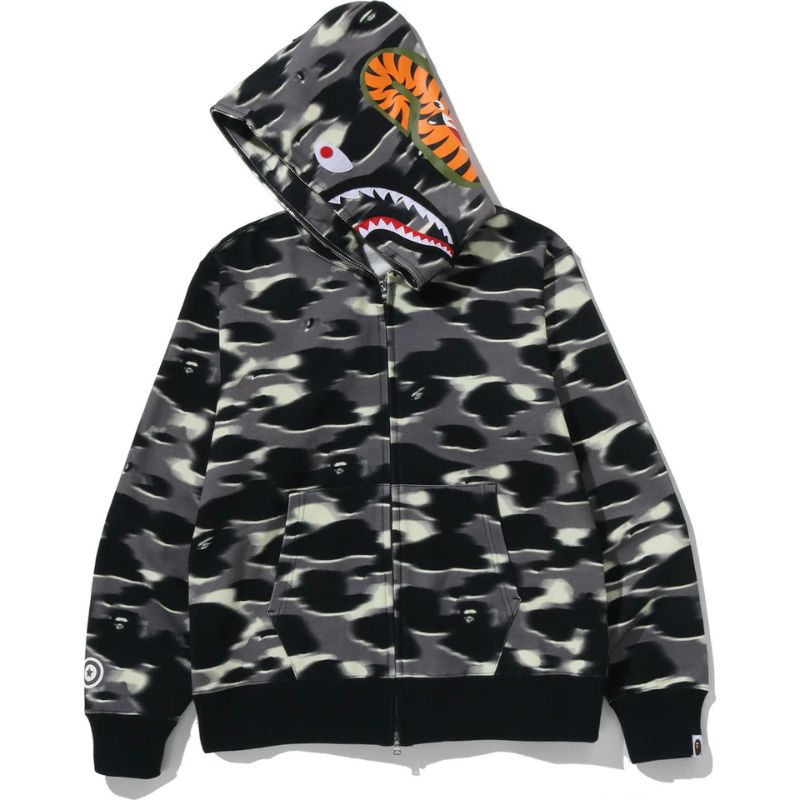 black shark zip hoodie mens