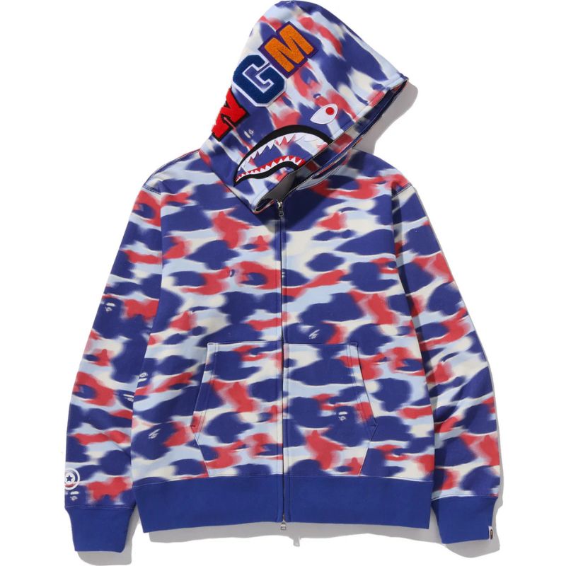 screen camo shark blue hoodie