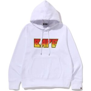 Mens White Rhinestone Logo Regular Fit Pullover Hoodie