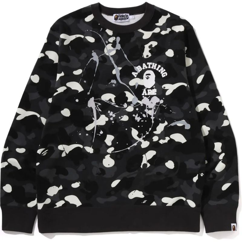 city camo painting black crewneck