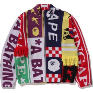 Mens Multi Scarf Pattern Regular Fit Track Jacket