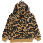 Yellow 1ST CAMO SEQUIN SHARK RELAXED FIT FULL ZIP HOODIE MENS