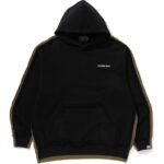 black 1st camo blocking raw edge pullover hoodie mens
