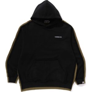 black 1st camo blocking raw edge  pullover hoodie mens