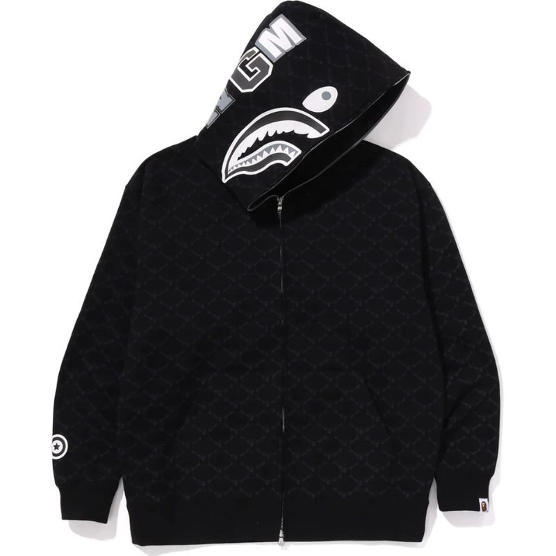 COLLEGE BLACK SHARK FULL ZIP HOODIE FOR MENS